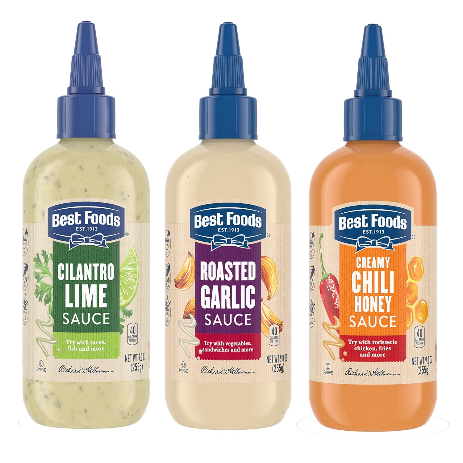 Best Foods Drizzle Sauce for A Refreshing Condiment, Dip, Drizzle and Dress Mixed Variety Pack Gluten Free, Dairy Free, No Artificial Flavors, No High-Fructose Corn Syrup 9 oz Pack of 3