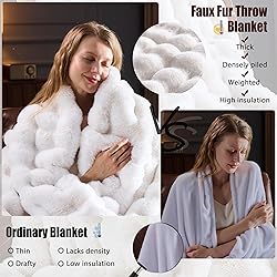 PLUUSHUU Faux Fur Throw Blanket for Couch, Fluffy