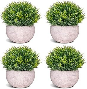 COCOBOO 4 Pcs Mini Artificial Desk Plants Potted Plants Fake Greenery for Room Office Bathroom Balcony Decoration