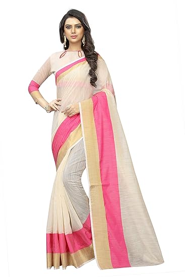 Women's Venkatagiri Cotton Blend & Art Silk Saree With Blouse Piece