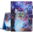 KEROM Case for iPad 9.7 inch (Fits iPad 6th/5th Generation 2018/2017, Also Fits iPad Pro 9.7 and iPad Air 2/1), Premium PU Leather Smart Folio Stand Cover with Auto Sleep Wake, Space Cat
