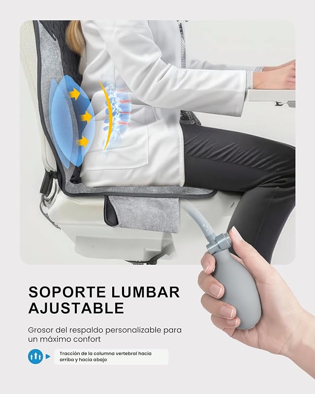Masajeador Cervical y Espalda con Calor, Funda de Asiento de Masaje con 5 Modos de Vibración, 3 Intensidades, 3 Temporizadores para Aliviar el Dolor de Espalda, Regalos para Mujeres