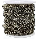 CleverDelights Curb Chain Spool - 3.5x5.5mm Link - Antique Bronze Color - 30 Feet - Bulk Craft Chain