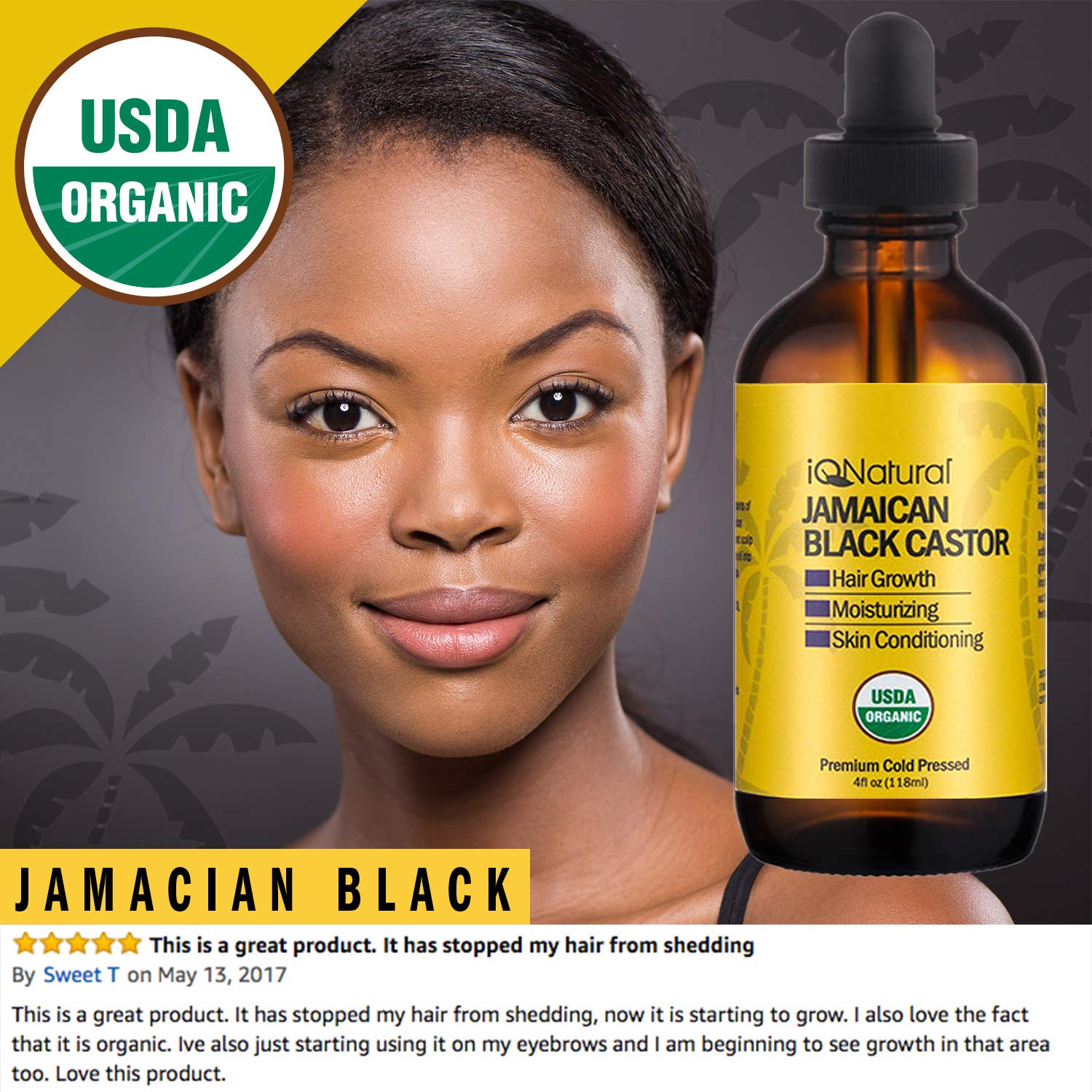 Jamaican Black Castor Oil USDA Certified Organic for Hair Growth and Skin Conditioning [SCENT REGULAR]- 100% Cold-Pressed 4oz Bottle : Beauty