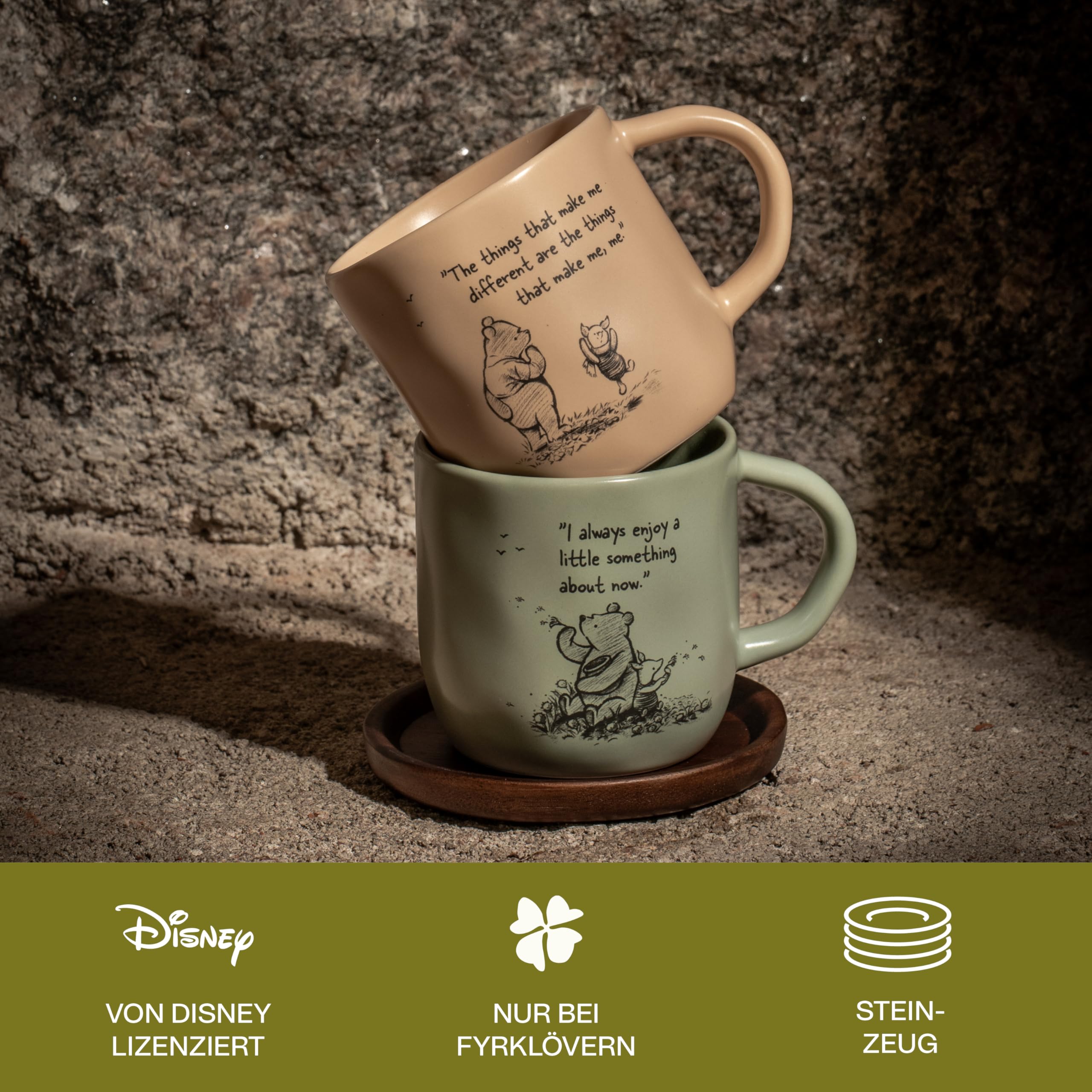Fyrklövern Winnie Puuh Kaffeetasse Disney, 300 ml, Steinzeug, Spülmaschinenfest, Seidenmatte Glasur, inkl. Geschenkbox, Aprikose 3