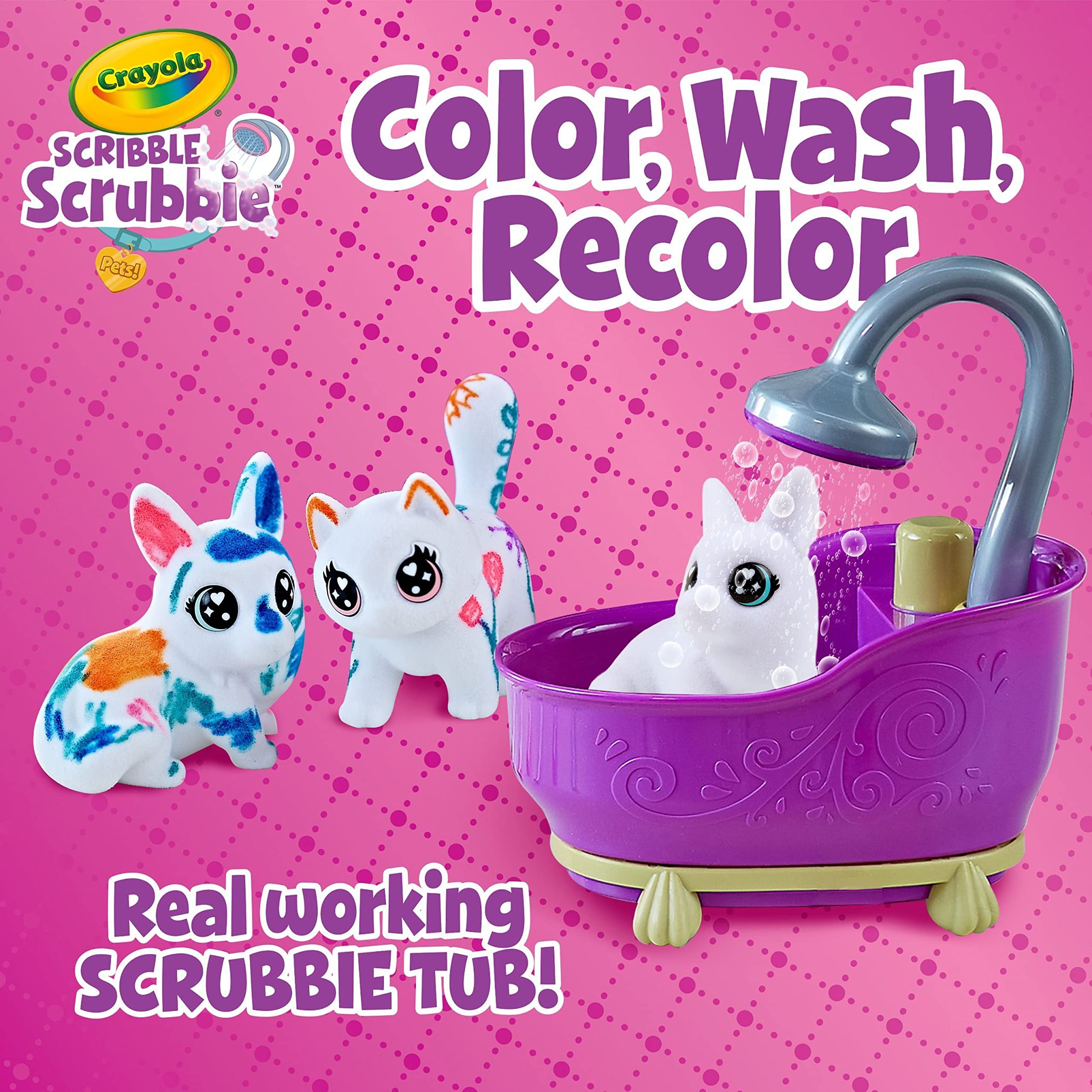 Crayola Scribble Scrubbie Pets Tub Set, Washable Pet Care Toy, Toys for
