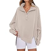 ANRABESS Women's Sweatshirts Oversized Casual Loose Button Up Henley Pullover Top High Low Split 2025 Fall Fashion Outfits