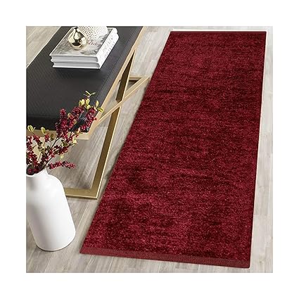 zeff Furnishing Polyester Soft Indoor Modern Shag Area Rug Carpet with Feather Touch for Dining Room, Home Bedroom, (Maroon Colour) (22 X 48)