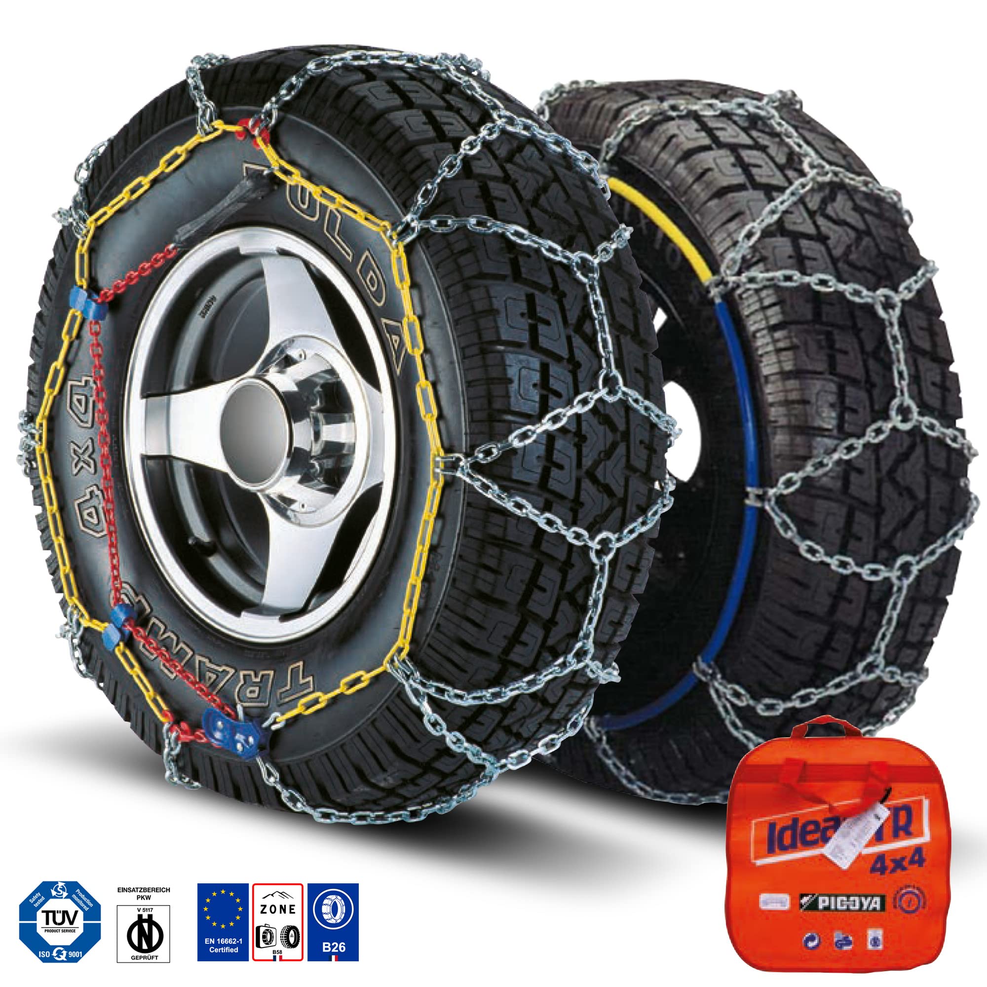 PICOYA Ideal TR 105 Heavy Duty 4x4 Van Snow Chains - Universal Fit for Tyre Size 175/80 R16, 185/75 R16, 195/70 R16 and More
