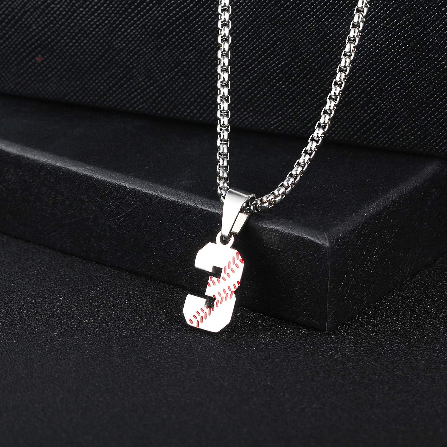 TLIWWF Inspiration Baseball Jersey Number Necklace Stainless Steel Charms Number Pendant for Boys Men (3): Jewelry