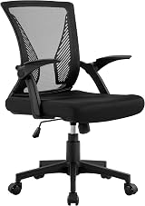 Yaheetech Ergonomic Mesh Office Chair with Flip-Up Armrests Black