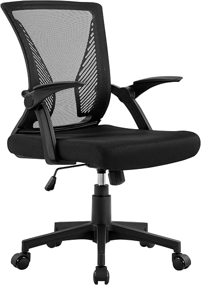 Yaheetech Ergonomic Mesh Office Chair with Flip-Up Armrests Black