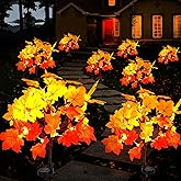 Fall Solar Lights Outdoor Decorative, 2Pack 40LED Solar Fall Lights Waterproof for Yard & Garden,Fall Outdoor Decorations for Yard, Maple Leaf Thanksgiving Halloween Christmas Grave Décor (2 Pack)