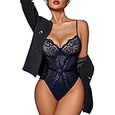 Avidlove Women Lingerie Bodysuit Lace Teddy Snap Crotch One Piece Underwire Babydoll