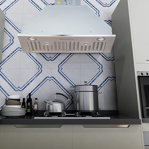 Homebeyond Under Cabinet Range Hood Brushed Stainless Steel Finish With 2 Led Lights 30 Inch Wide 3 Speed Button Control E70 27