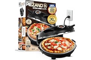 PIEZANO Crunchy Pizza Oven by Granitestone - 14" Electric Pizza Oven with Ceramic Stone Heats Up to 800°F for Home Stone Roas