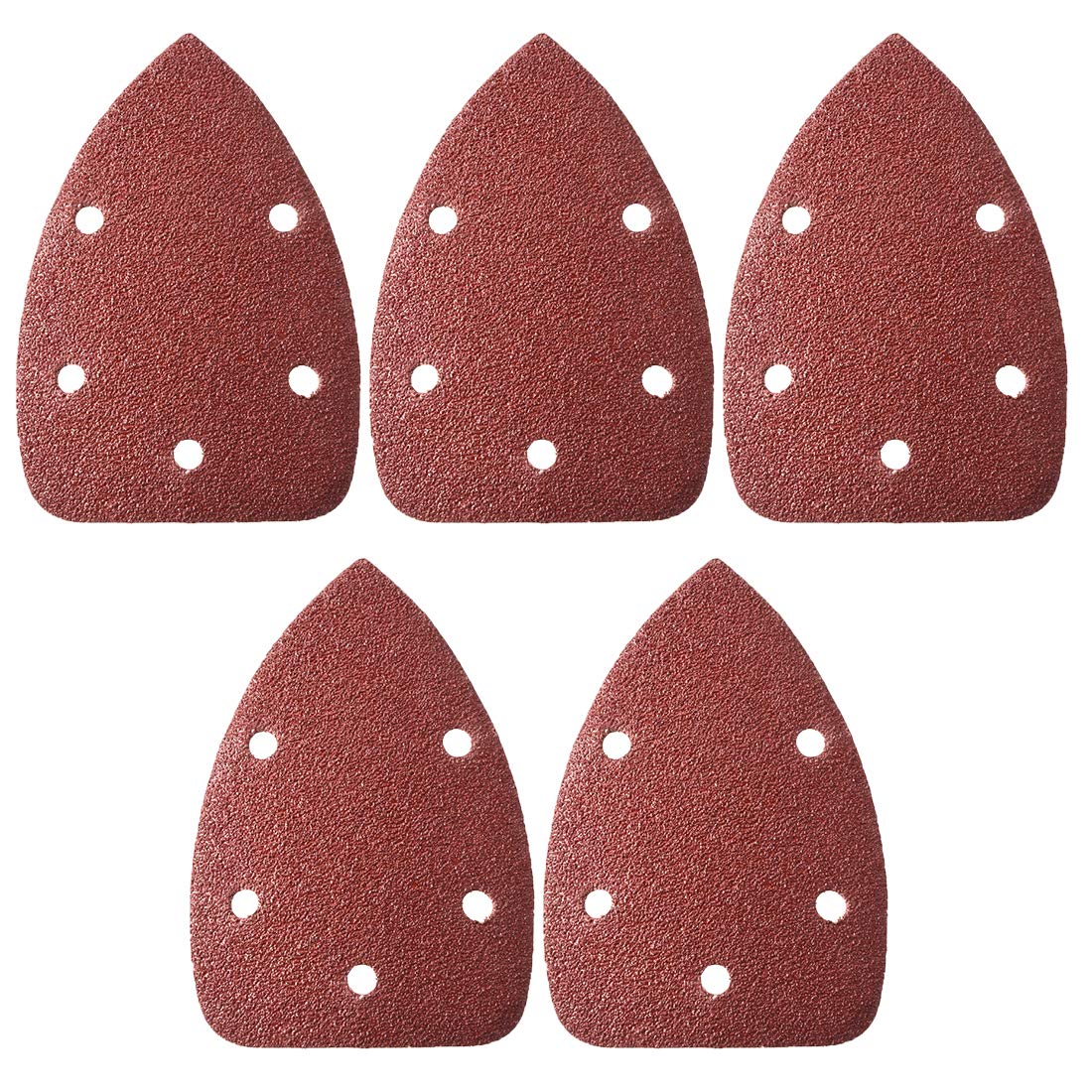 sourcing map Detail Sander Sandpaper, Triangular Sanding Paper, Hook and Loop Sanding Pads, Triangle Oscillating Multi Tool, 40 Grits 5 Holes, 5pcs