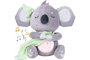 THINKMAX Baby Soother, Portable Sound Machine Baby with Projector, Night Light, 15 Lullabies, Baby White Noise Machine for Cribs Travel Newborns, Auto-Off & Volume Control, Baby Shower Gifts Infants Girls Boys