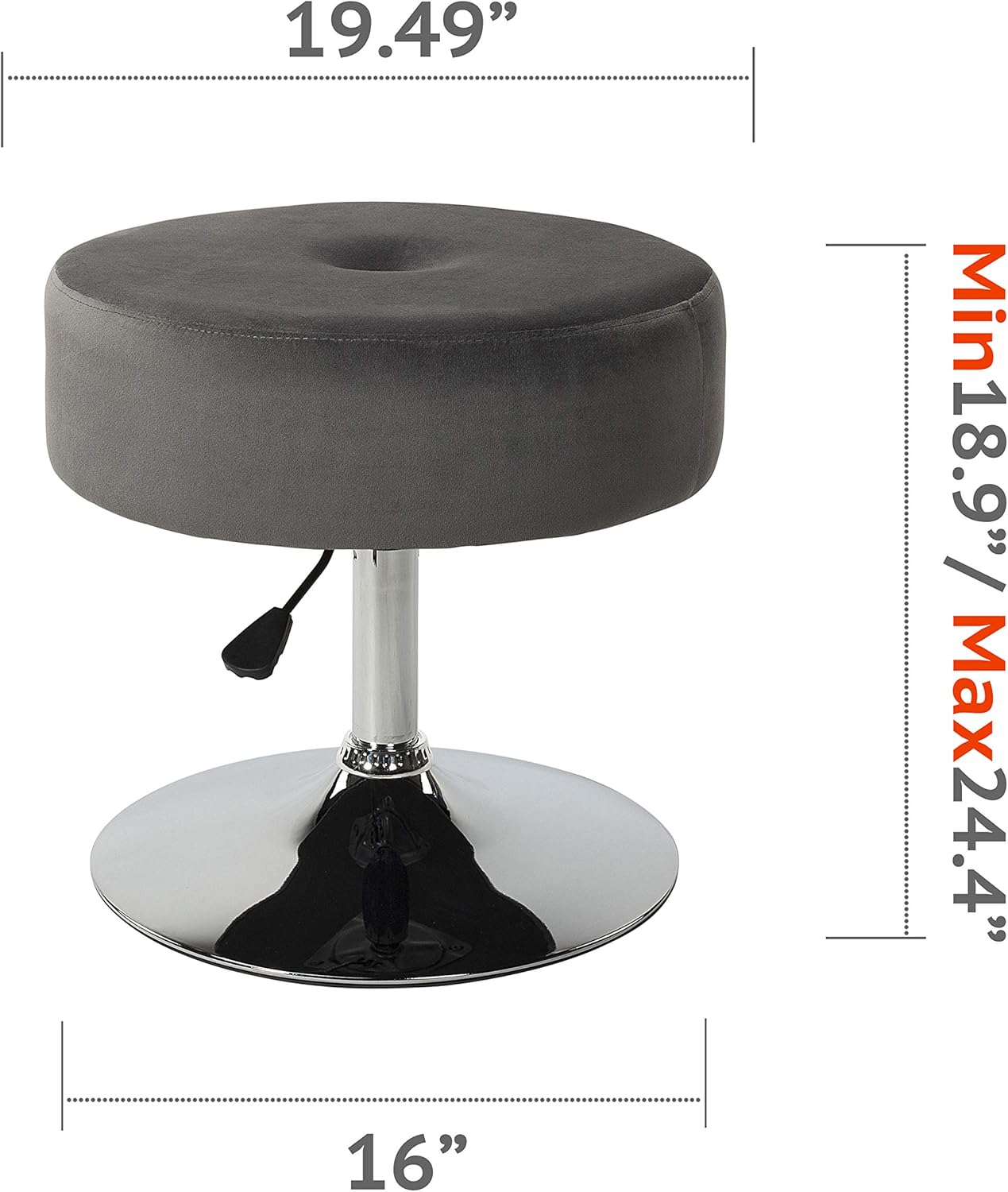 Amazon Com Art Leon Vanity Stool Modern Large Round Swivel Adjustable Makeup Vanity Benche And Stool For Bathroom Bedroom Grey Furniture Decor