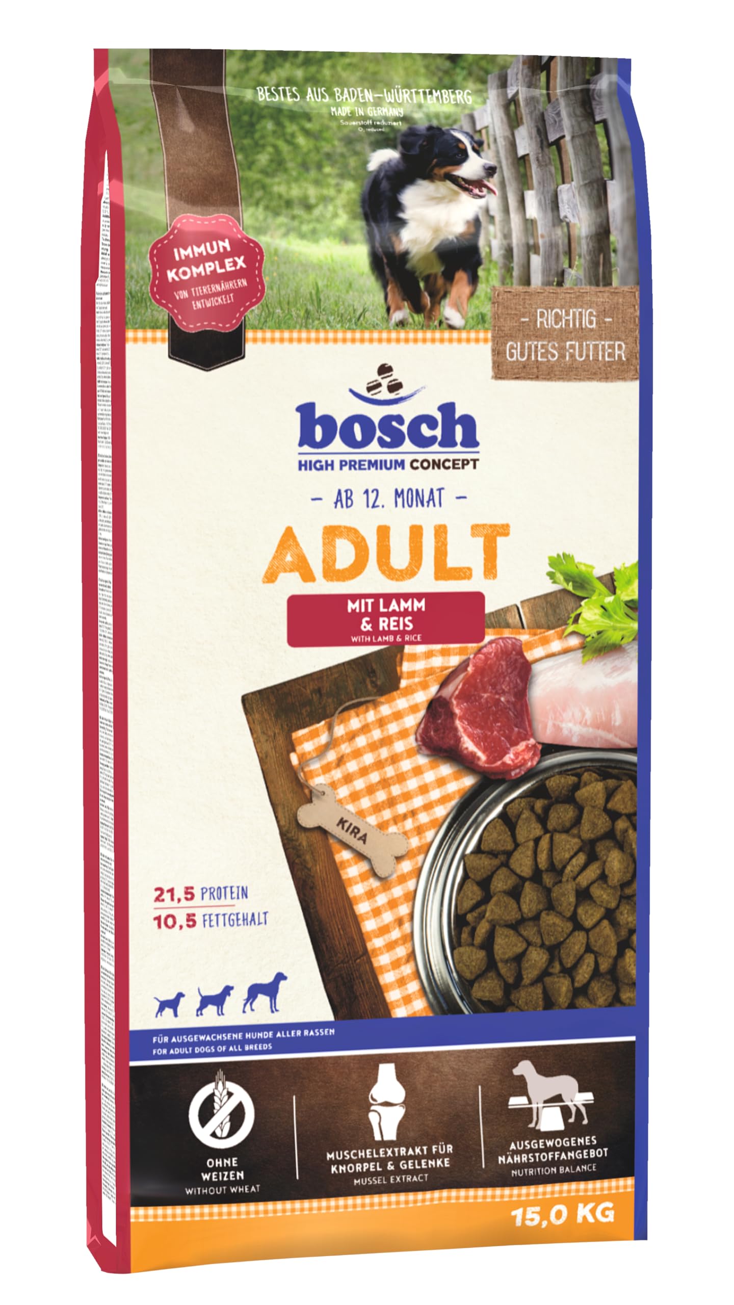 bosch Pet Food HPC Adult with Lamb & Rice Dry dog food for adult dogs of all breeds, 15.50 kg