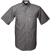 Tag Safari Shirt for Men Short Sleeve, 100% Cotton Shirt for Hunters, Explorers, Photographers and Journalists