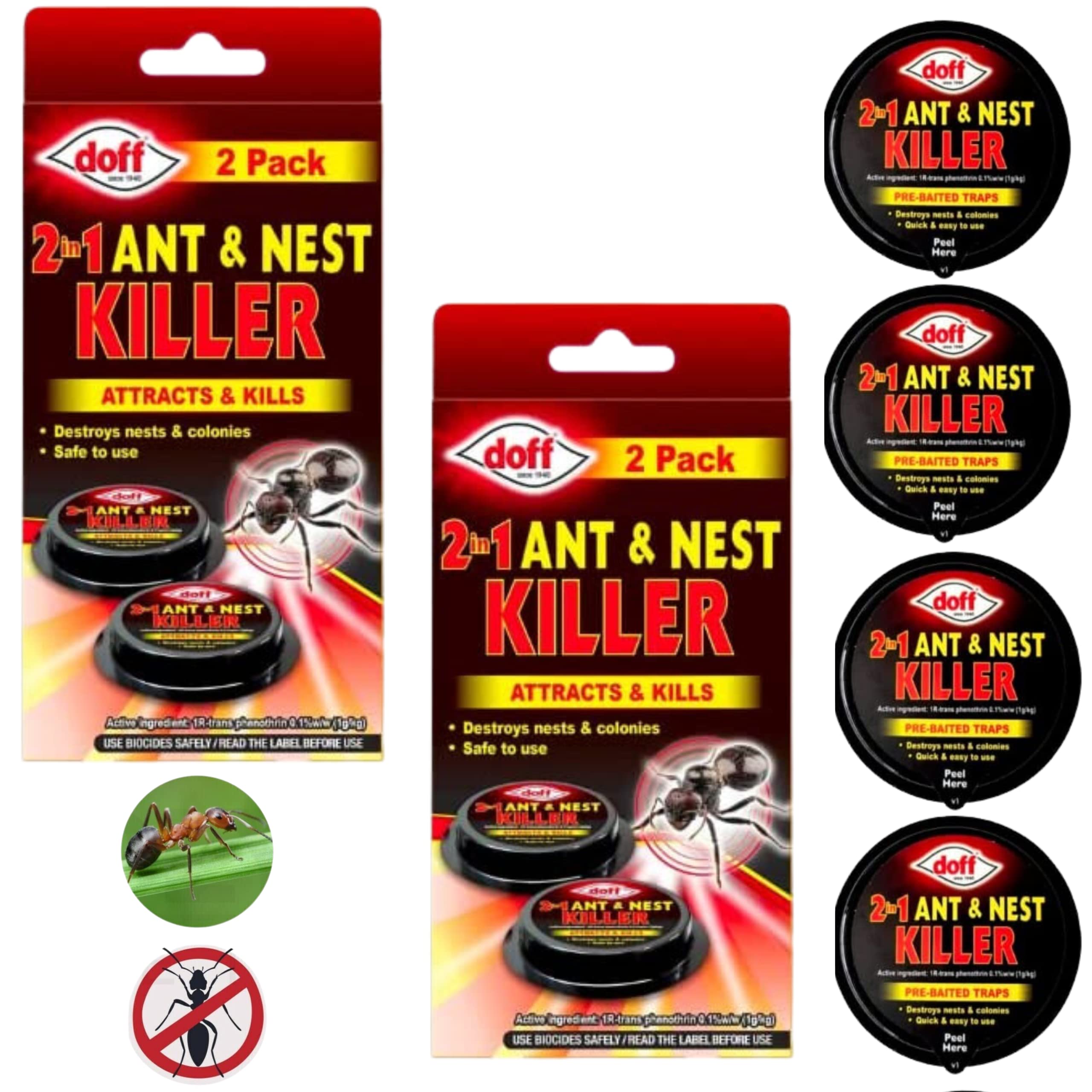 Doff 2in1 Ant & Nest Pre-Baited Traps Station | Quick and Long Term Ant Control Solution | Destroys Ants & Nests | Ant Traps Used Indoors & Outdoors | Ant Bait Stations | Pack of 2 – 4 Baits