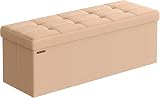 SONGMICS MAZIE Storage Ottoman Bench 110 cm Cream White LSF077W51
