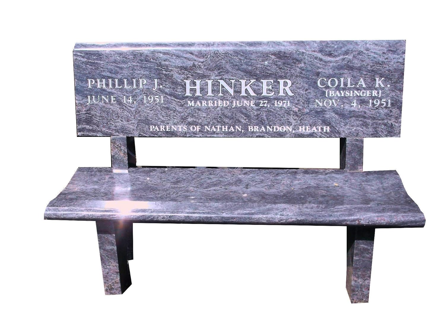 Granite cemetery bench"Park" 100 monument grade Bahama