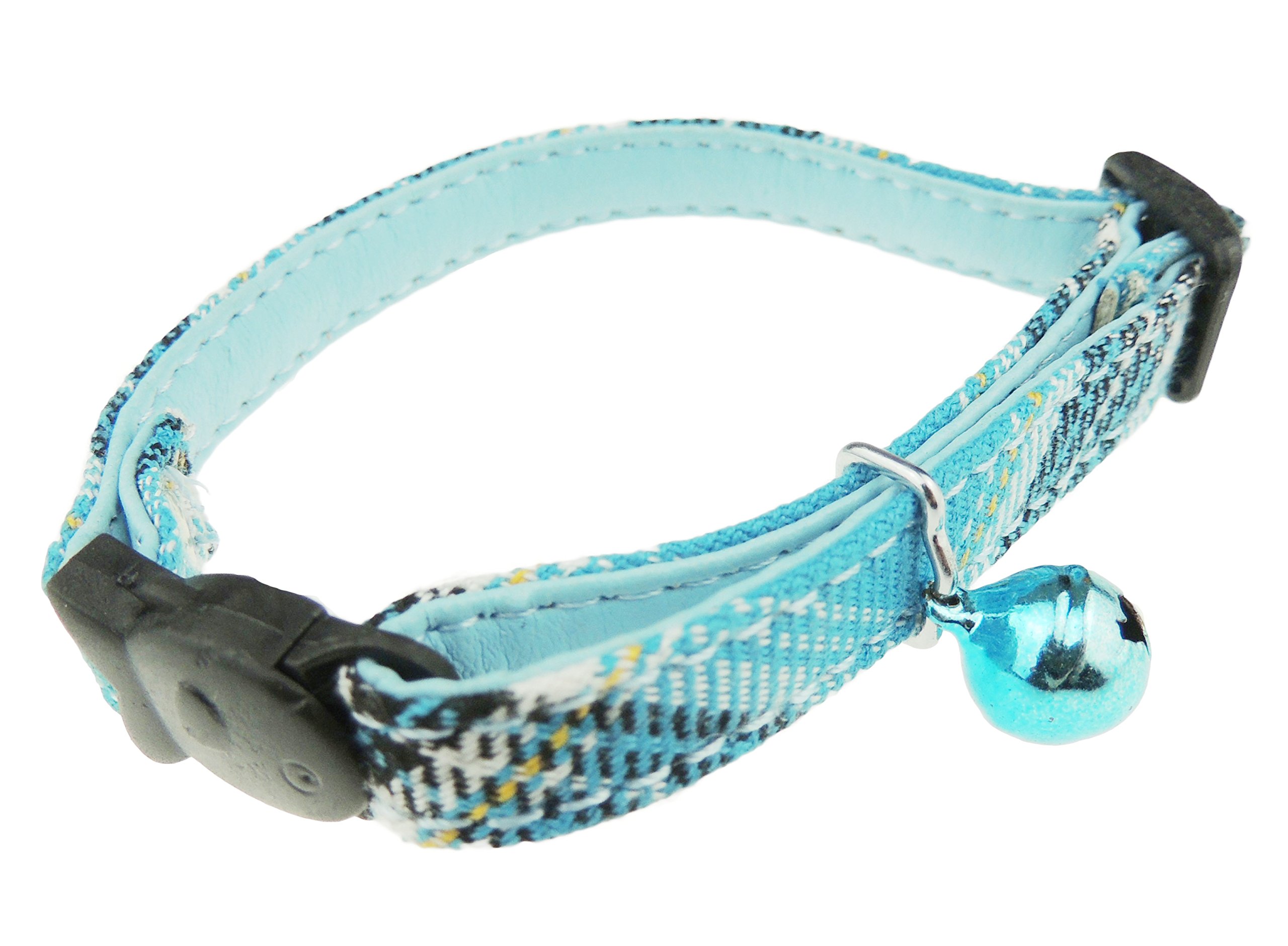 Cute Red Tartan Plaid Check Red Blue Print Princess Boy Girl Cat Christmas Birthday Boy Girl Cat Adjustable Comfortable Kitty Kitten Quick Nylon Special Xmas Bell Collar (Safety Release Blue)