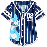 Disney Girls Disney's Girls Lilo & Stitch, Angel Baseball Jersey - Classic Mesh Button Down Shirt