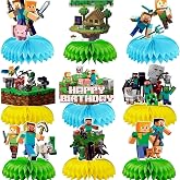 9 Pcs Game Theme Birthday Party Decorations, Cartoon Honeycomb Centerpieces, 3D Table Decorations Party Supplies