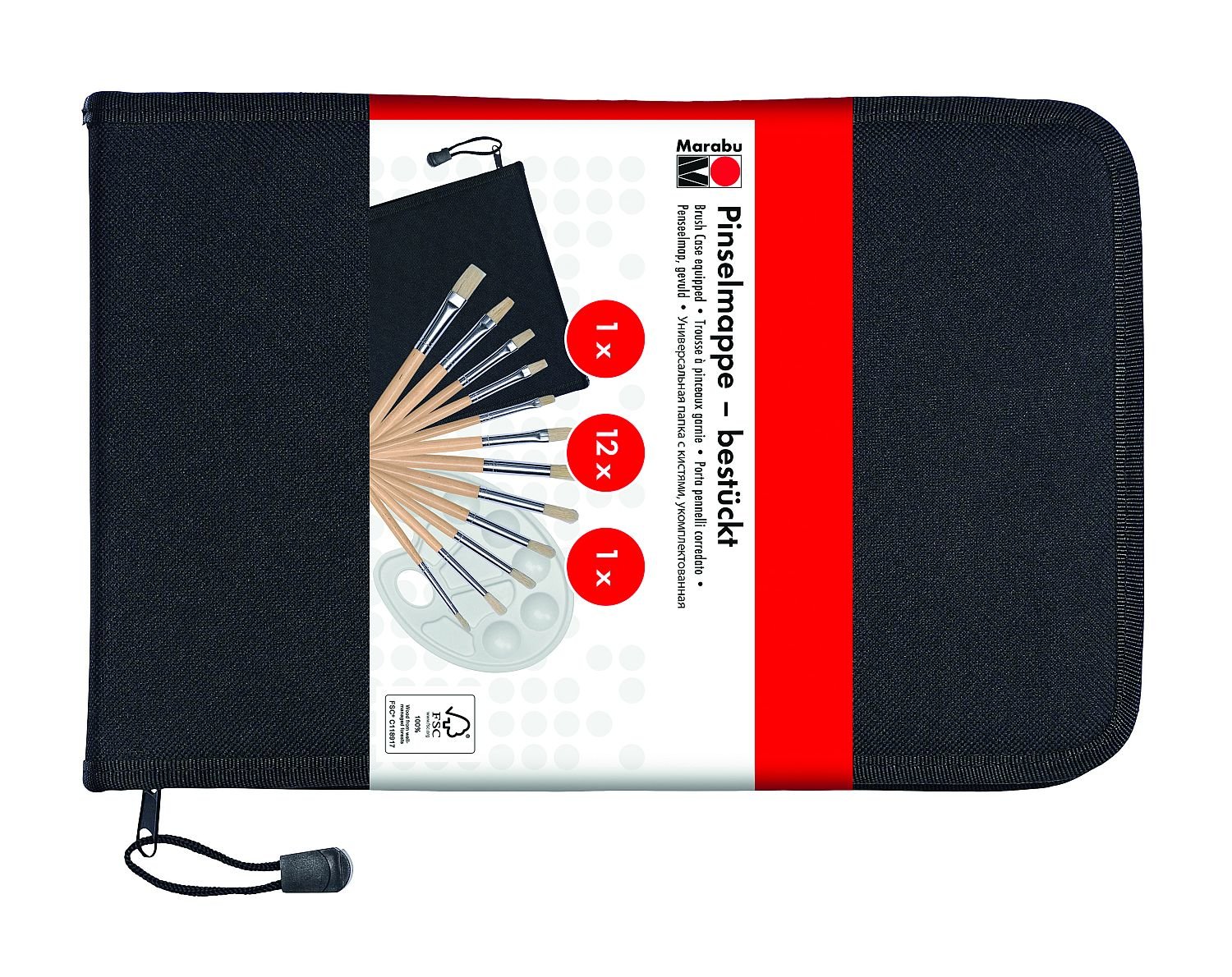 Marabu 162800001 – Folder with 12 Brush and Palette