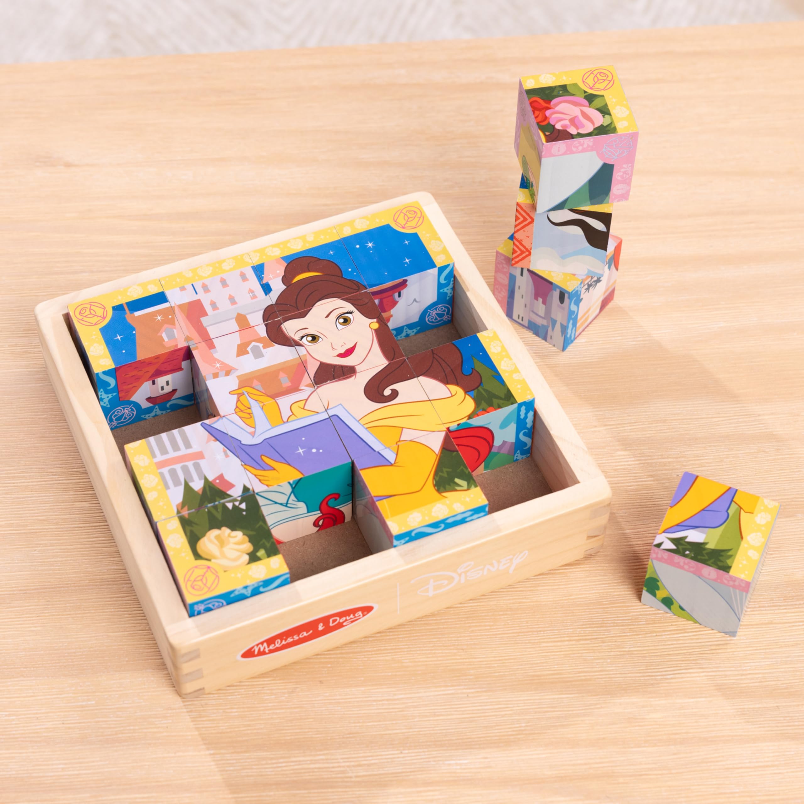 Melissa & Doug Disney Princess Wooden Toy Cube Puzzle Blocks for Boys and for Girls 3+ - FSC Certified