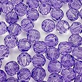 YUEXIGO 400pcs 4mm Round Crystal Glass Beads for Jewelry Making, Faceted Crystal Glass Spacer Beads for Bracelet Earring Necklace DIY Craft(Crystal Purple)