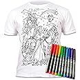 Splat Planet Color in Princess Fairytale T-Shirt with 10 Non-Toxic Washable Magic Markers - Color in and Wash Out