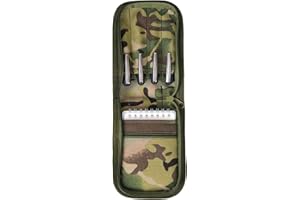 VEPKOIT Green Military Notebook Cover, 3" x 5" Top Spiral Notebook Cover with Zippered Organizer, Small All Weather Pocket Notebook Cover for A7 Folder - Multi