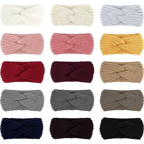 Canlierr 15 Pcs Winter Knit Headbands for Women Knit Hair  display picture 1