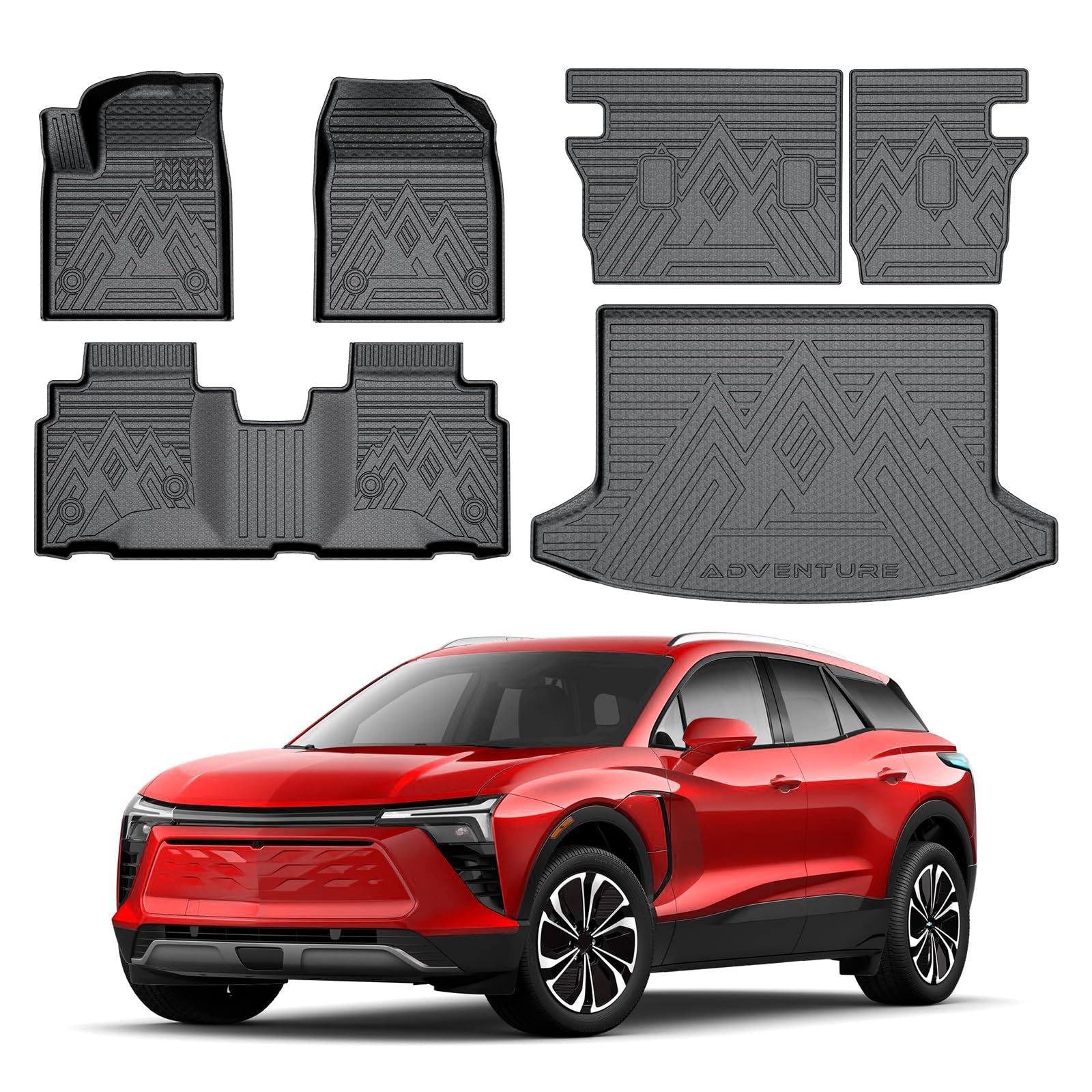 Mixsuper Cargo Liner Floor Mats for Honda Prologue/Blazer EV 2024-2026, Cargo Mat Backrest Mats for Blazer, All Weather Trunk Mat and 2 Row Floor Liners Set Black Image