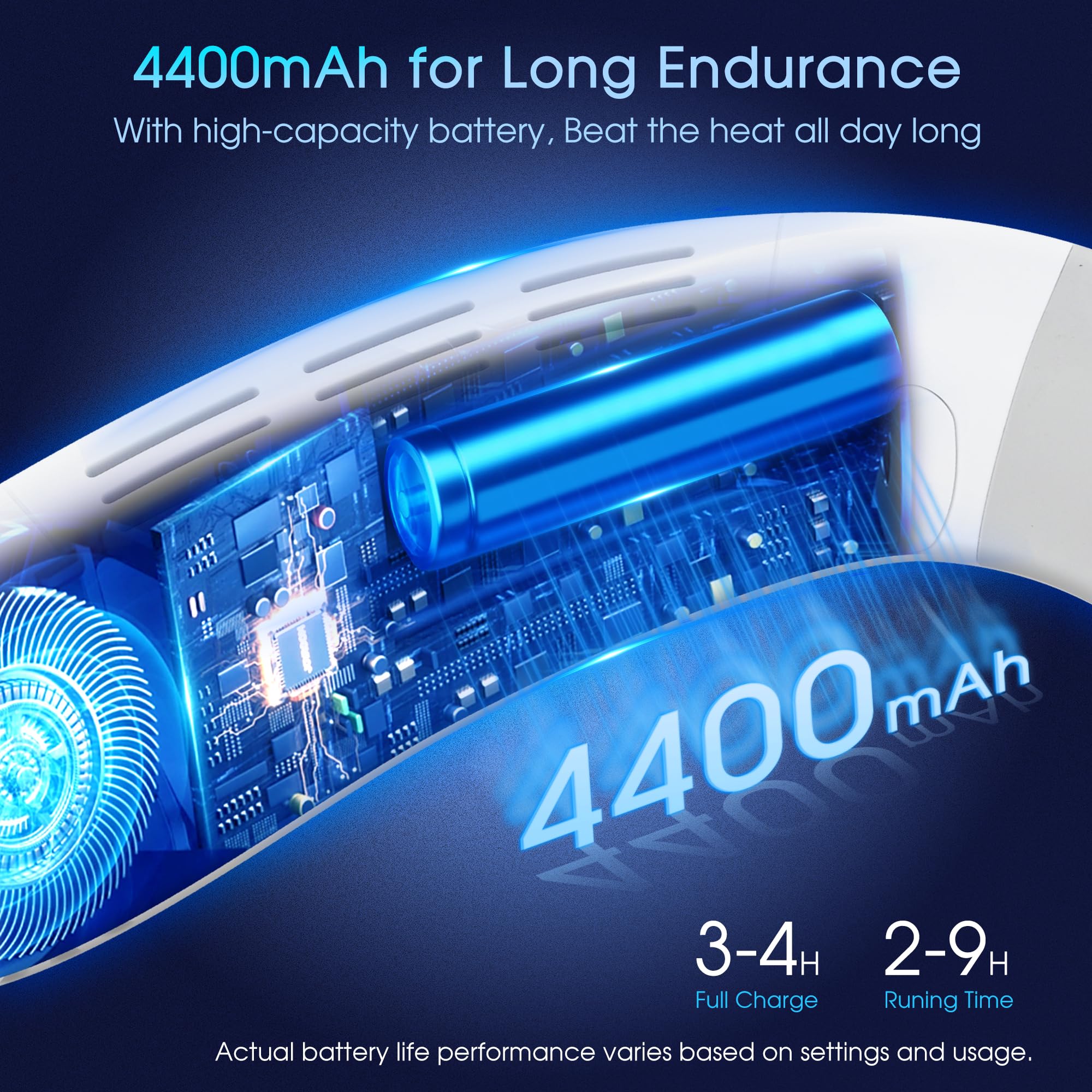 Jawhock Neck Fan with Cooling Plate｜Portable Neck Air Conditioner｜4400mAh Rechargeable Battery｜Hands Free Bladeless Fan for Gym Office Travel Camping｜3 Speed Personal Cooling Fan