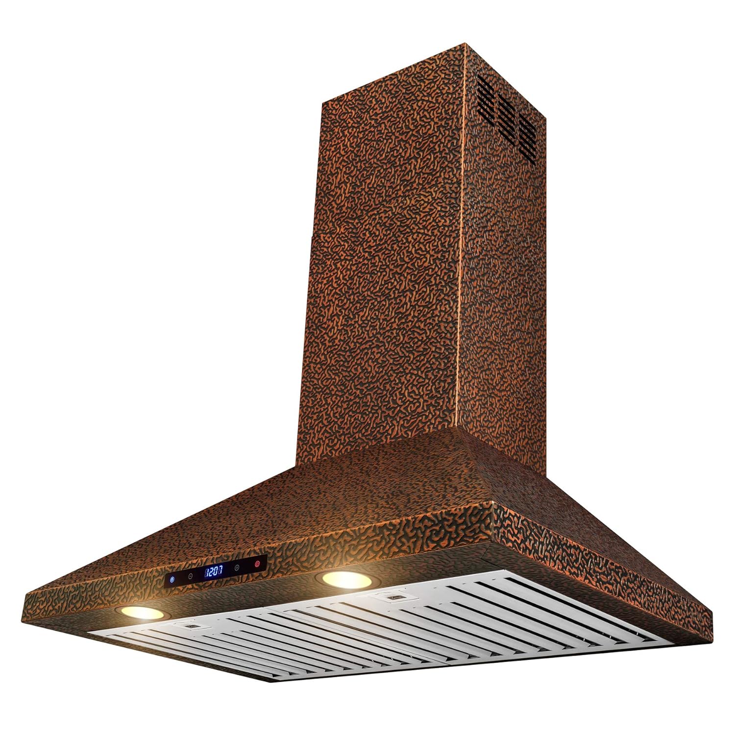 AKDY Wall Mount Range Hood 30" Embossed Copper Hood Fan for Kitchen