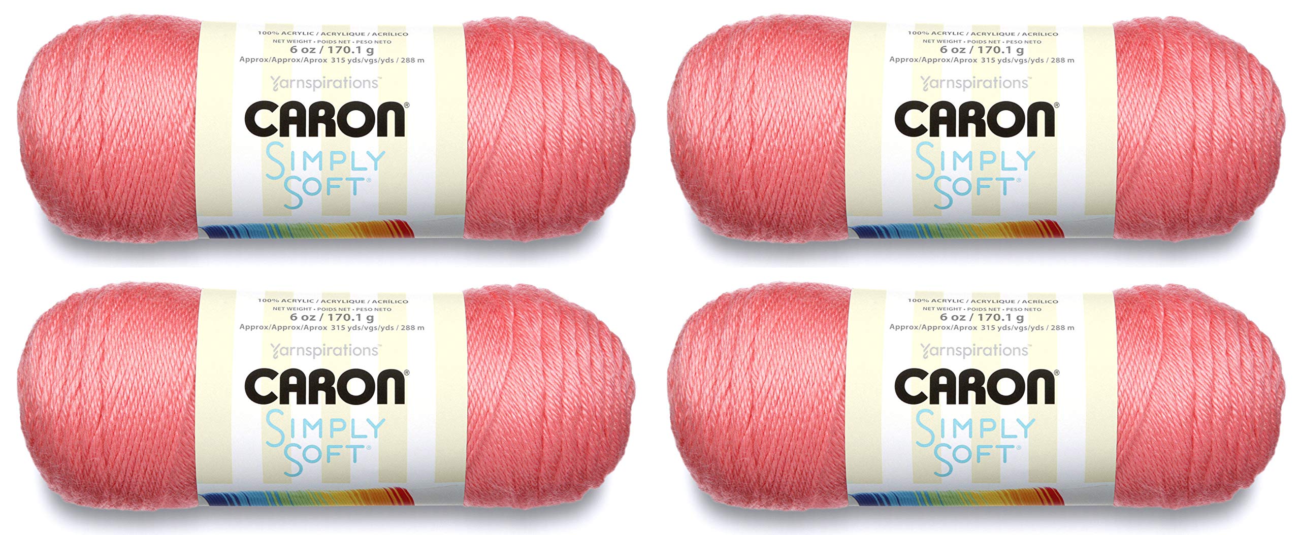 Caron Simply Soft - Pack of 4 Balls - 170g Each Ball - Strawberry