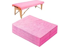 URALILI 20 PCS Thick Massage Table Sheets Sets Disposable SPA Bed Sheets Non Woven Fabric Lash Bed Cover 31" X 70" Pink