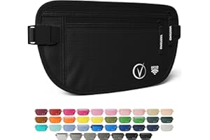 Vantamo Money Belt with RFID For Men & Women, Hidden Passport Holder for Travel, 2 Compartment Travel Fanny Pack for Women Anti Theft