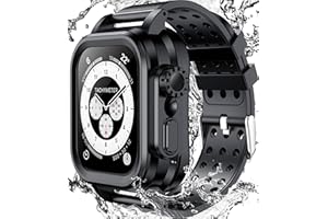 Temdan for Waterproof Apple Watch Band 40mm with Bumper Case, Full Body Rugged Case with Strap for iWatch Series SE2, Black
