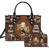 Personalized Book Lover Leather Bag, Just A Girl Who Loves Book Handbag With Name, Books Purse, Gifts For Readers, Writer