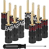 GEARit Banana Plugs for Speaker Wire (6 Pairs, 12 Pieces), Pin Plug Closed Screw Type, 24K Gold Plated Connectors, Banana Pins (Support 12 AWG to 20 AWG Wires)