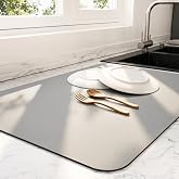 Ecotrim - Dish Drying Mat for Kitchen Counter | Coffee Bar Mat for Countertops | Heat Resistant Drainer Mat with Non-slip Rubber Backed | Hide Stain Kitchen Absorbent Draining Mat | Grey 16"x18"