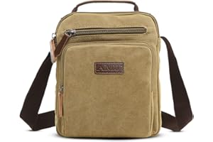 AMJ Messenger Bag for Men, Canvas Crossbody Shoulder Bags Vintage Satchel for Travel Work Business