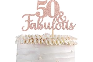ZHUOWEISM 1 PCS 50 & Fabulous Cake Topper Glitter Fifty and Fabulous Cake Toppers Happy 50th Birthday Cake Pick for 50th Wedd