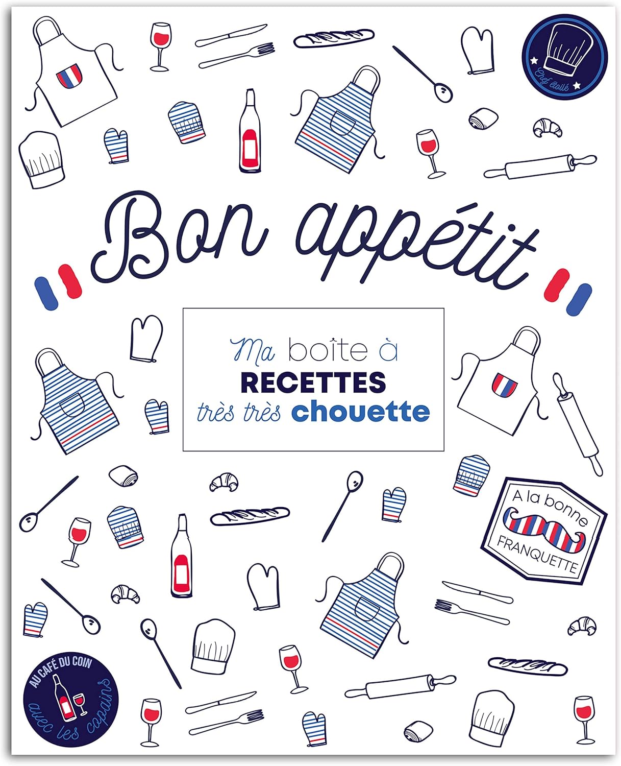 TOGA BY DRAEGER Paris 1886 Frenchy Recipe Folder Stationery Kit Blue White Red Includes Stickers & Accessories French Kitchen One Size